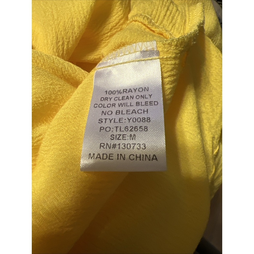 UMGEE Women's Yellow Ruffle Puff Sleeve Tiered Dress Cut-out Design Size Medium - Picture 9 of 9